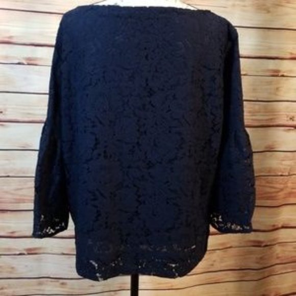 NWT Ralph Lauren navy floral lace bell sleeve - Picture 3 of 4